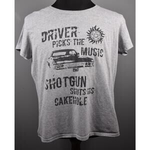 Supernatural Baby T-Shirt Driver Picks Music Shotgun Cakehole Size XLarge Gray